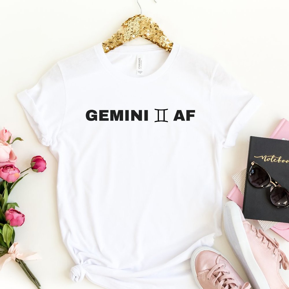 Gemini AF Zodiac Cotton Graphic Tee Shirt NEW